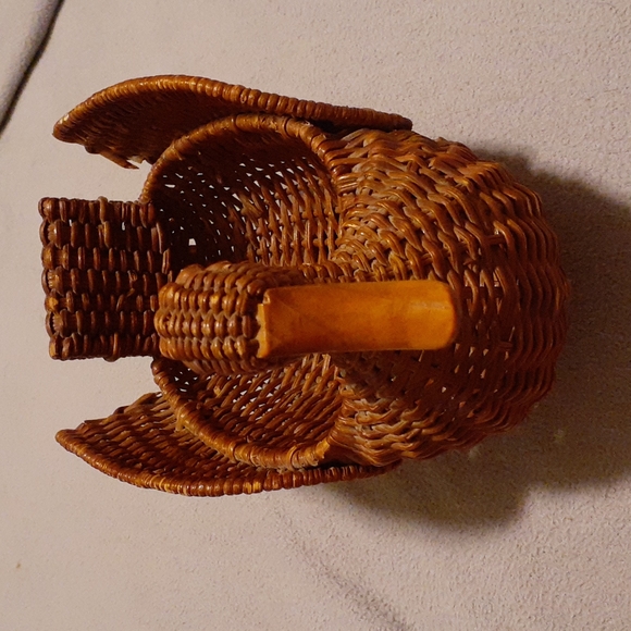Vintage Wicker Turkey Thanksgiving Basket Wood Beak - Picture 3 of 8